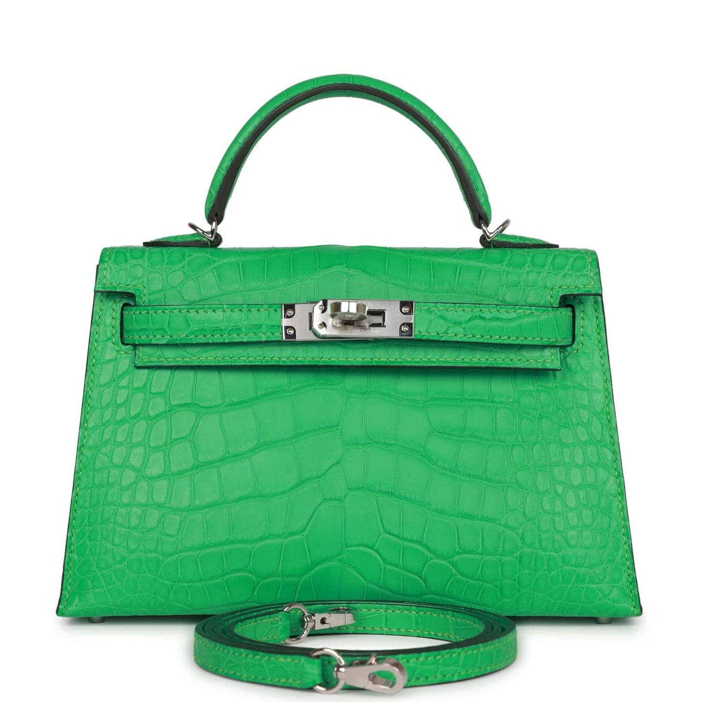 Hermes Kelly Sellier Vert Comics Matte Alligator Palladium Hardware Travel Bag