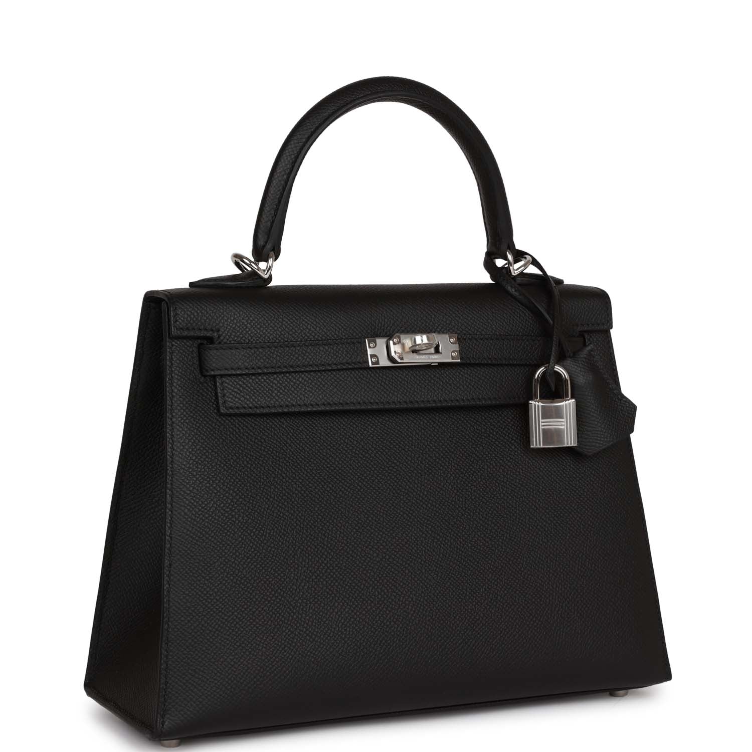 Hermes Kelly Sellier Epsom Palladium Hardware Handbag Black Travel Bag Hardware 10
