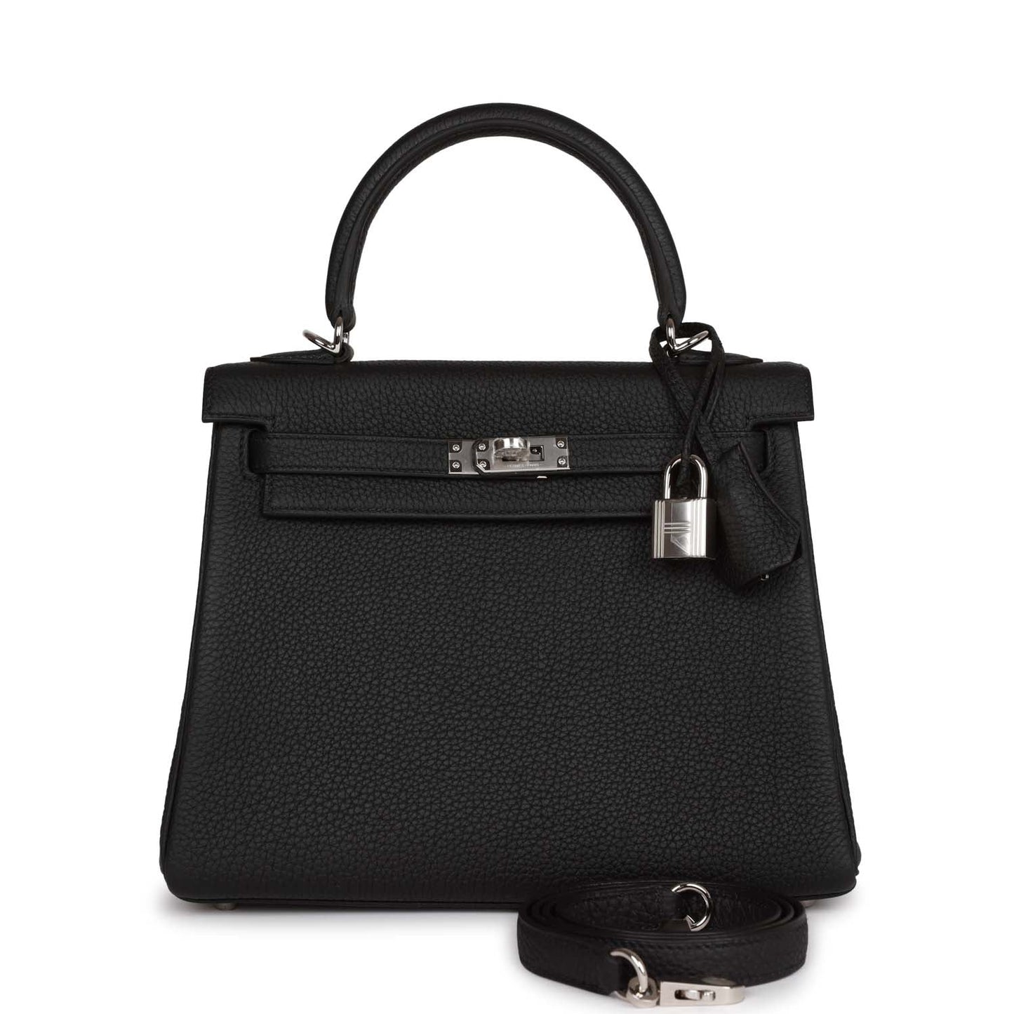 Hermes Kelly Retourne Togo Palladium Hardware Handbag Black Travel Bag Hardware 3