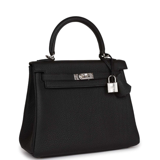 Hermes Kelly Retourne Togo Palladium Hardware Handbag Black Travel Bag Hardware 3