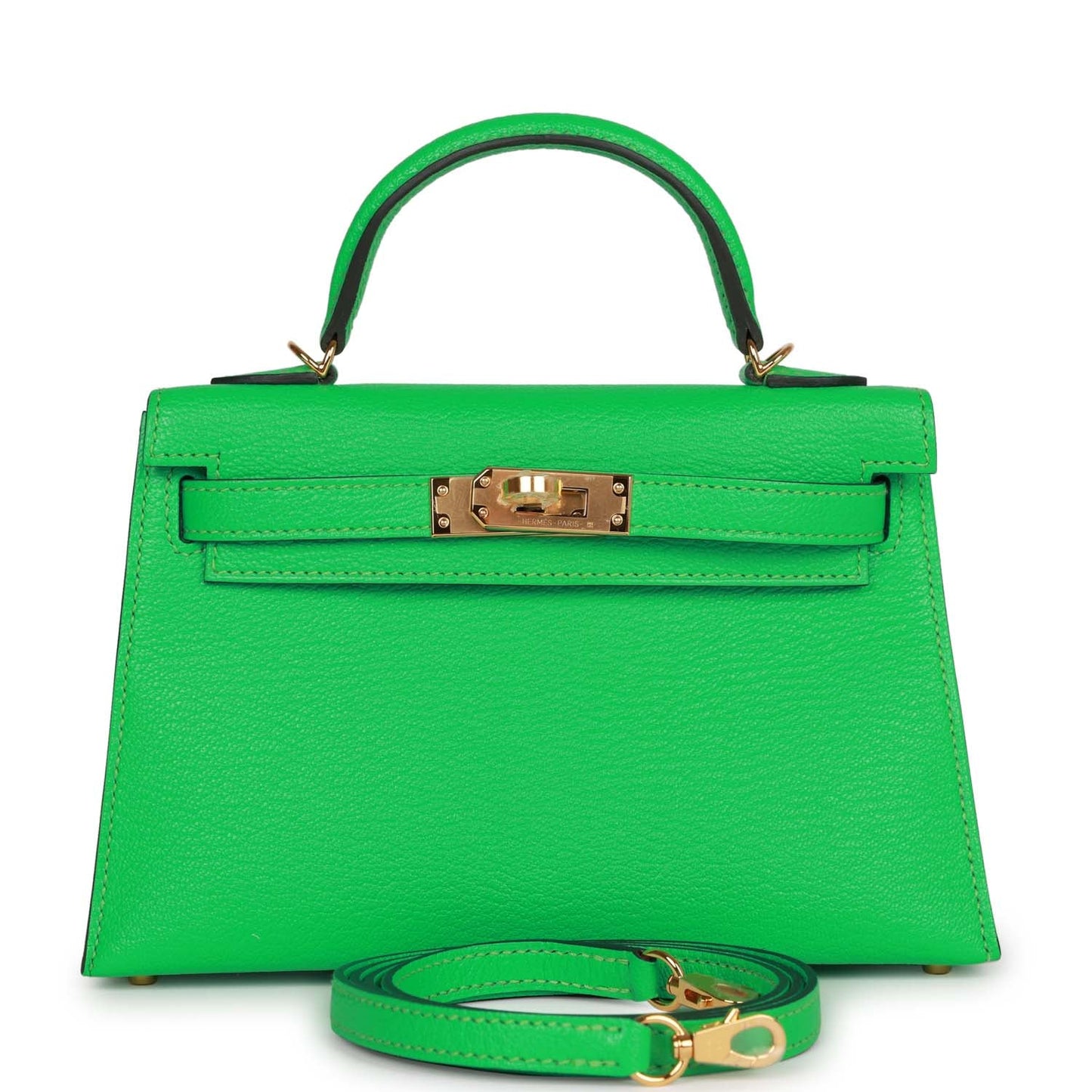 Hermes Kelly Sellier Vert Comics Chevre Hardware Handbag Gold Travel Bag