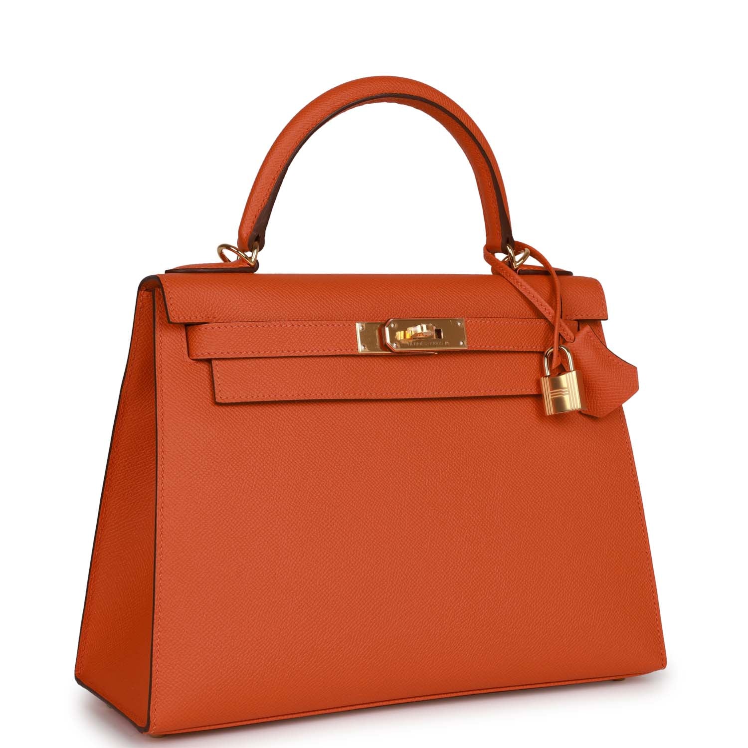 Hermes Kelly Sellier Epsom Hardware Handbag Gold Orange Travel Bag