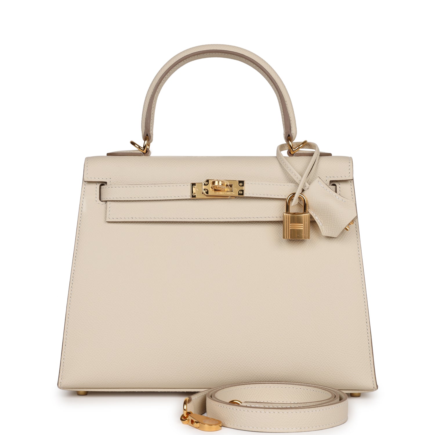 Hermes Kelly Sellier Craie Epsom Hardware Handbag Gold Travel Bag Hardware 6