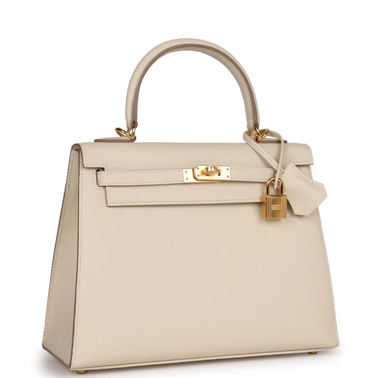 Hermes Kelly Sellier Craie Epsom Hardware Handbag Gold Travel Bag Hardware 6