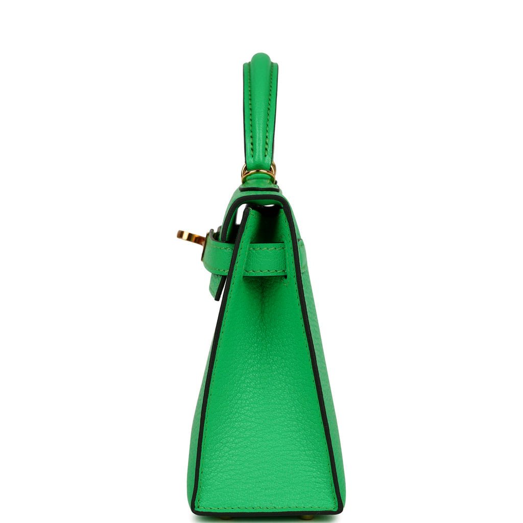 Hermes Kelly Sellier Vert Comics Chevre Hardware Handbag Gold Travel Bag