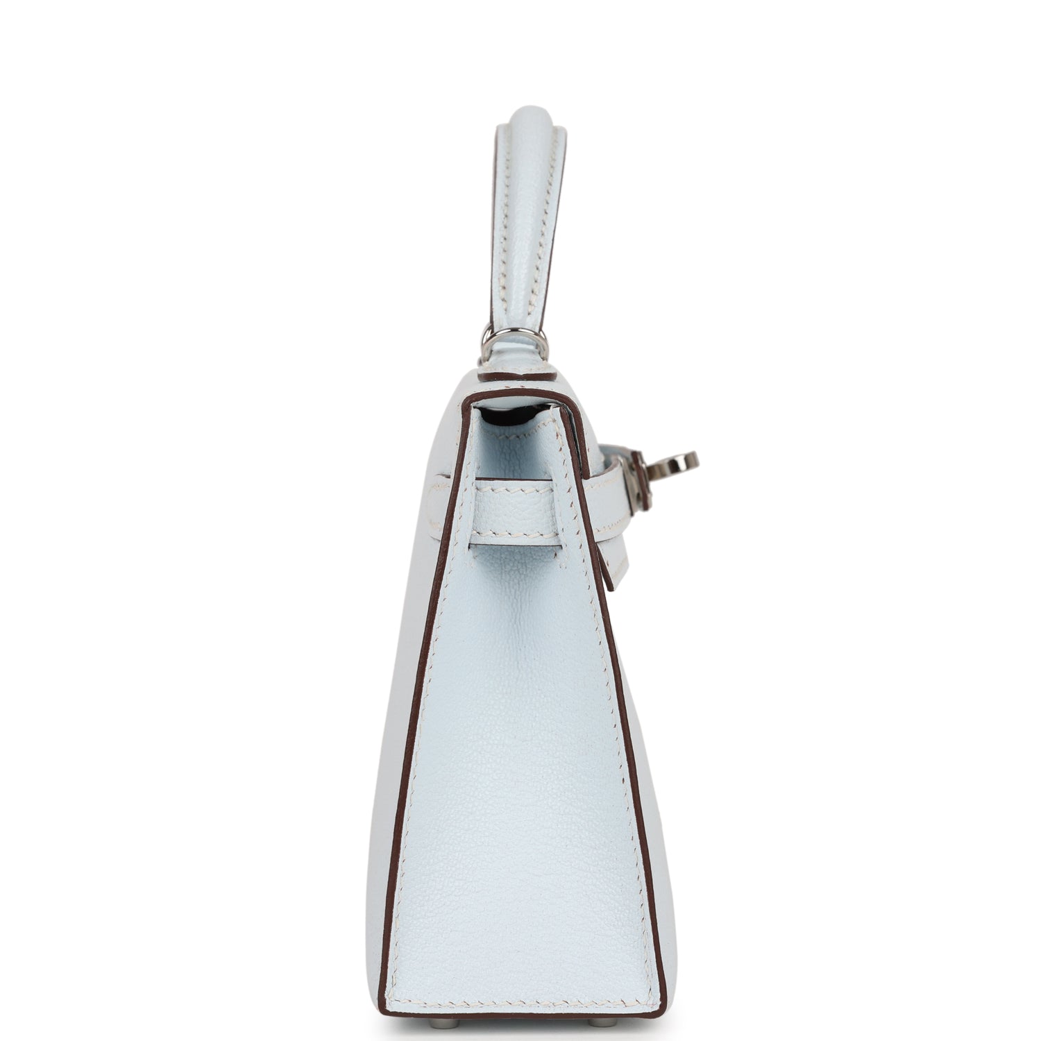 Hermes Kelly Sellier Bleu Brume Chevre Palladium Hardware Travel Bag Palladium Hardware