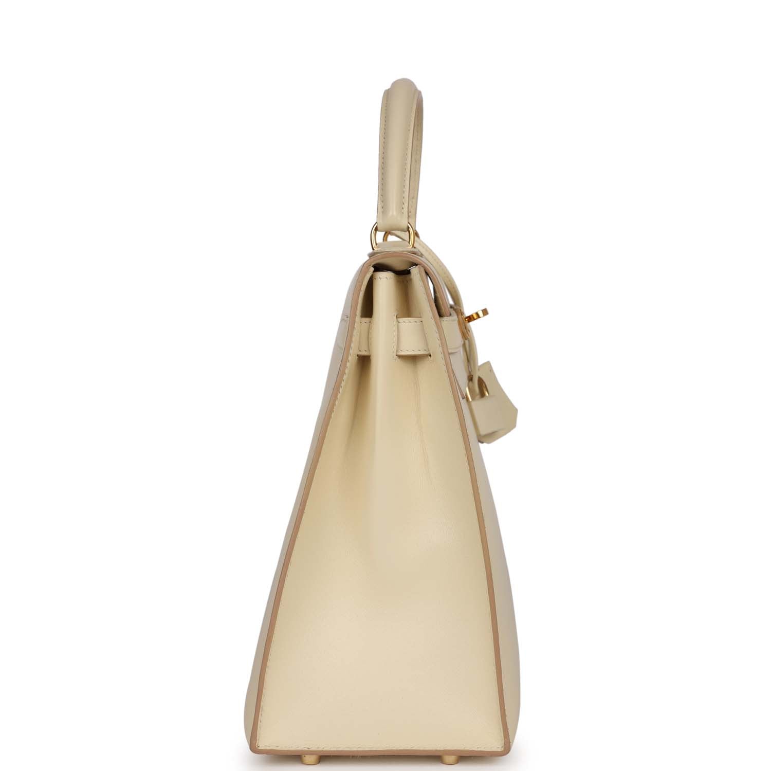 Hermes Kelly Sellier Parchemin Box Hardware Handbag Gold Travel Bag