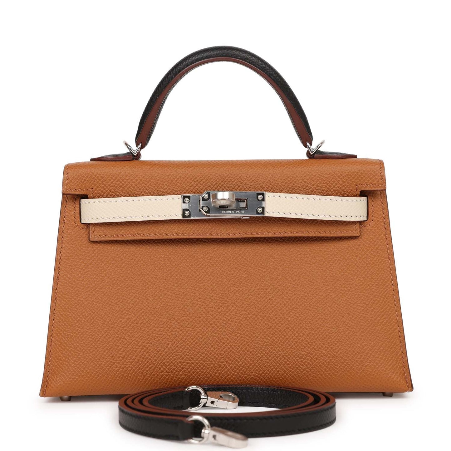 Hermes Kelly Sellier Tri Color And Nata Epsom Palladium Black Gold Travel Bag