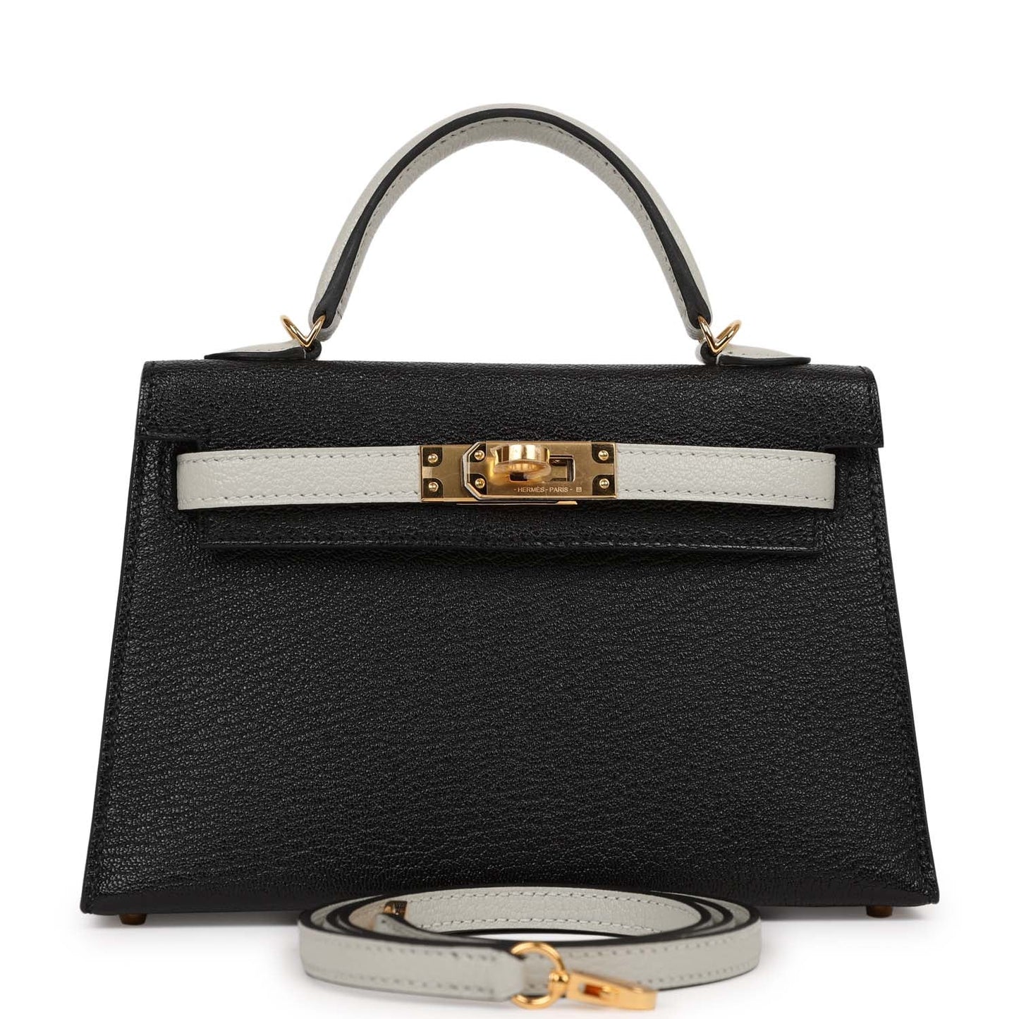 Hermes Hss Kelly Sellier And Gris Perle Chevre Mysore Black Gold Travel Bag