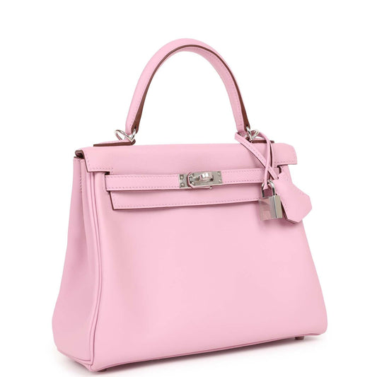 Hermes Kelly Retourne Mauve Sylvestre Swift Palladium Hardware Travel Bag
