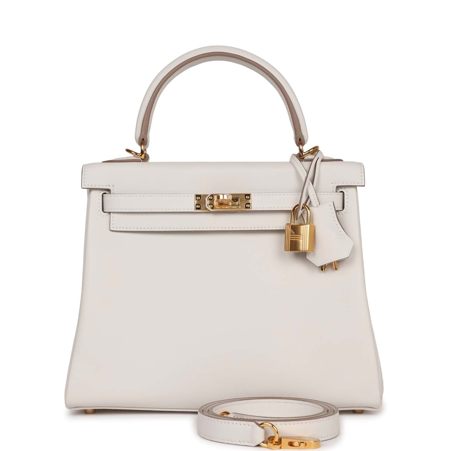 Hermes Kelly Retourne Gris Pale Swift Hardware Handbag Gold Travel Bag