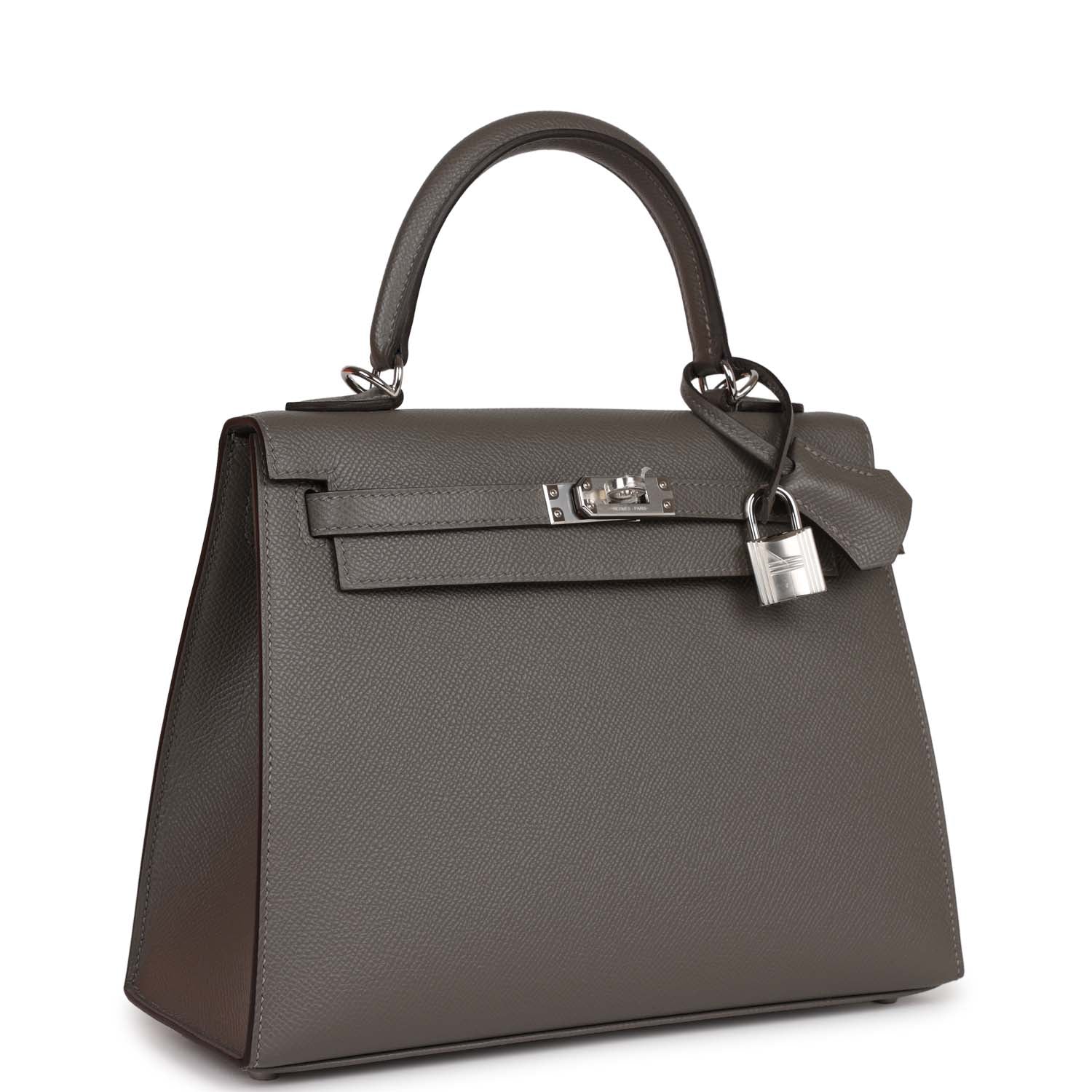 Hermes Kelly Sellier Gris Meyer Epsom Palladium Hardware Travel Bag