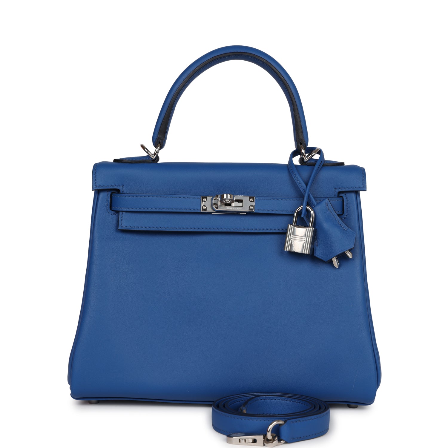 Hermes Kelly Retourne Bleu France Swift Palladium Hardware Travel Bag