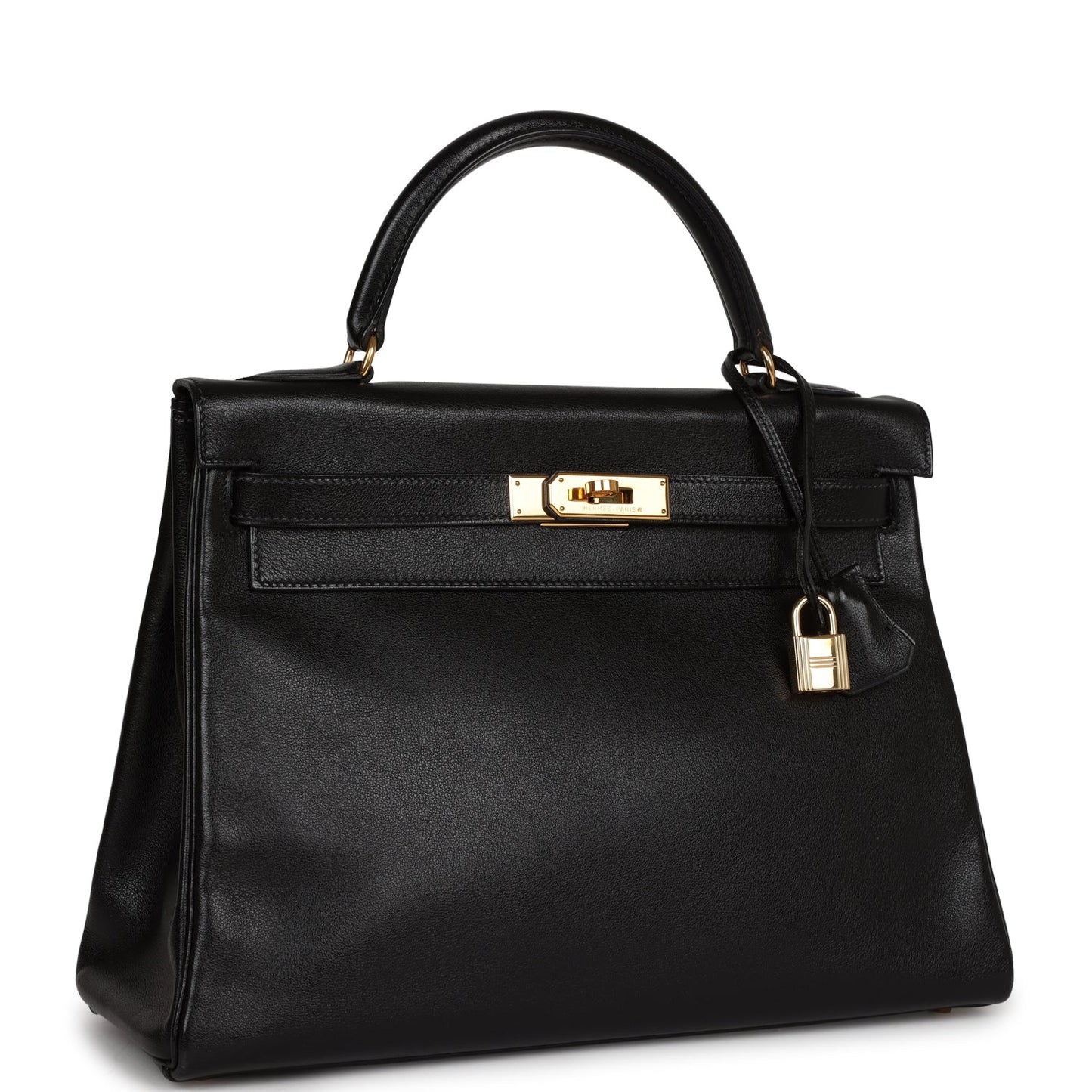Hermes Kelly Retourne Gulliver Hardware Handbag Black Gold Travel Bag