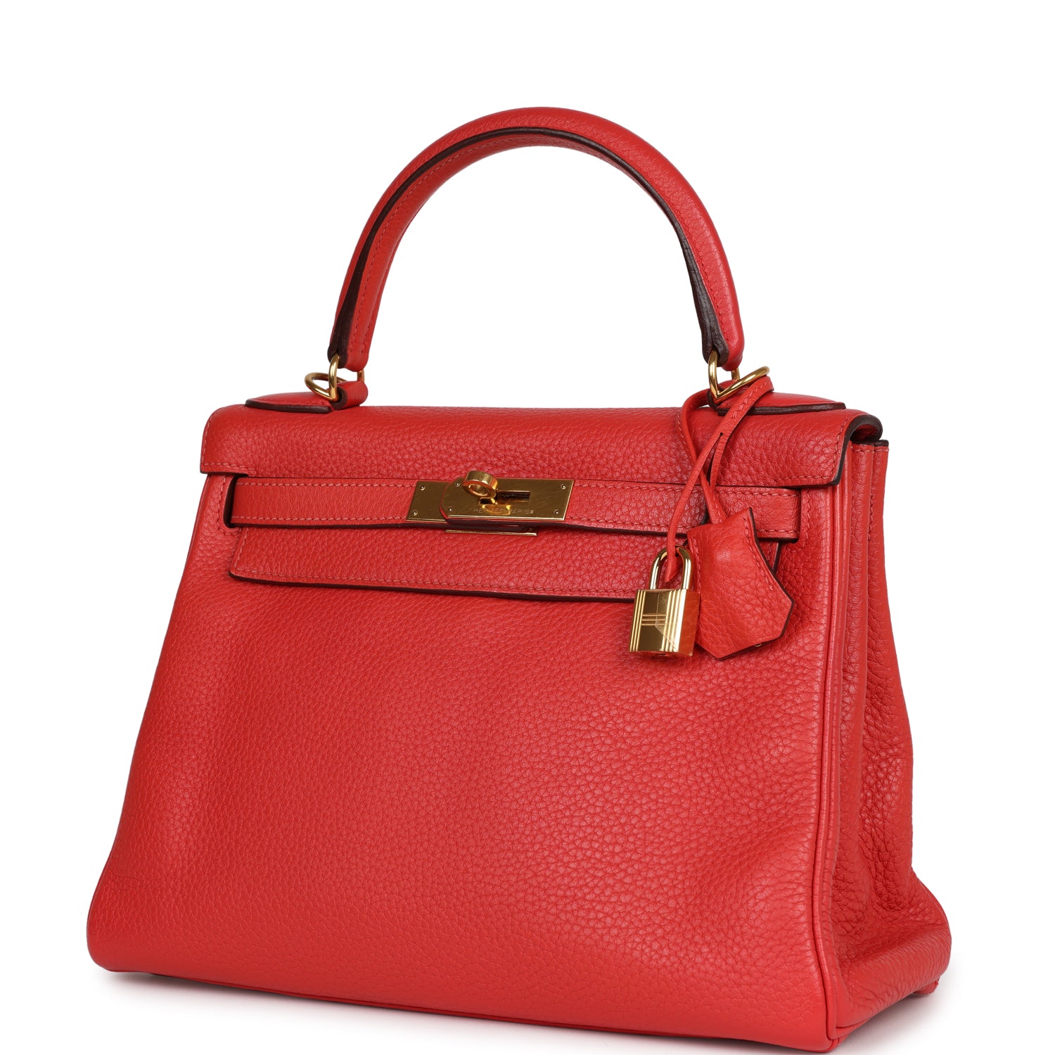 Hermes Top Quality Luxury Kelly Retourne Rouge Pivoine Gold Travel Bag