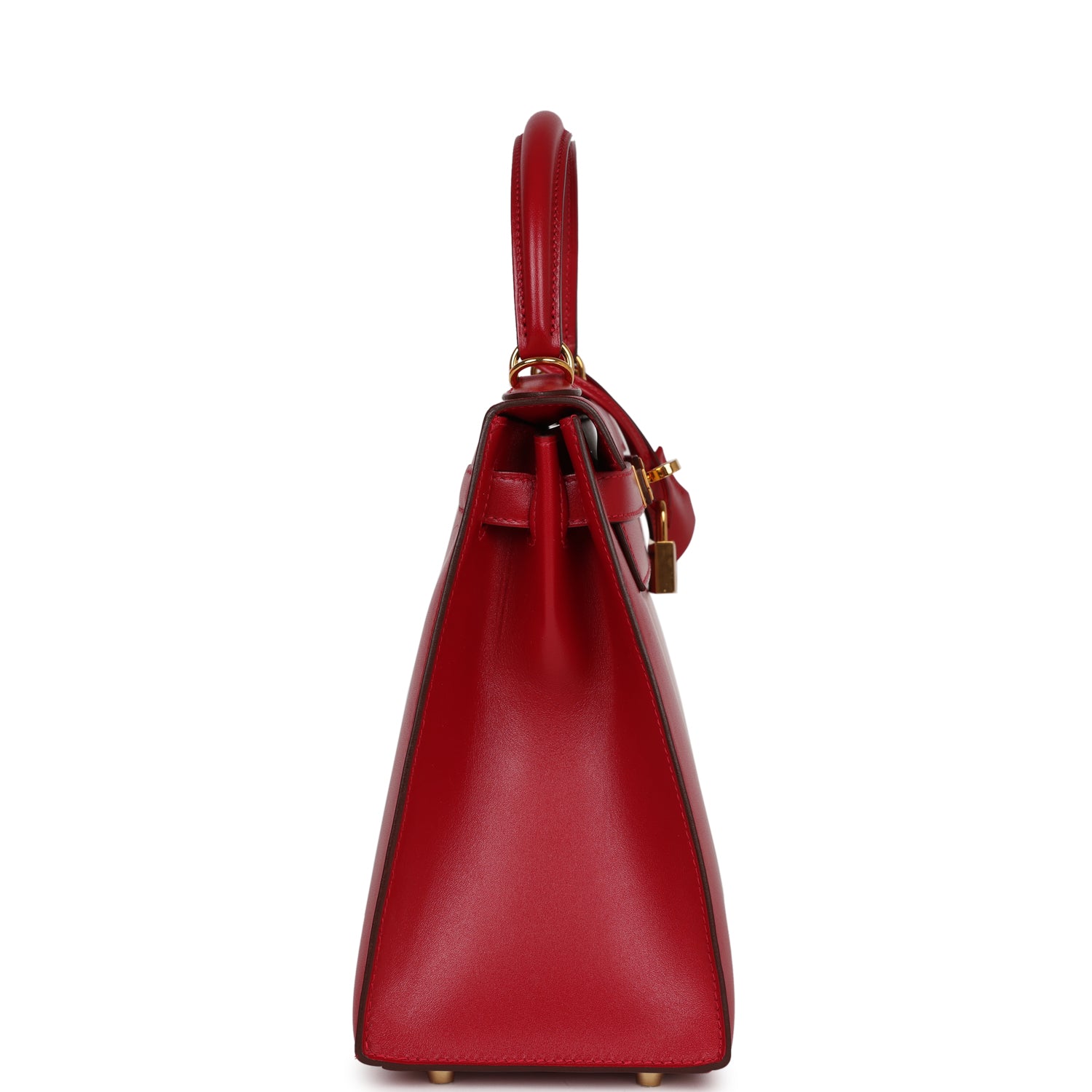 Hermes Top Quality Luxury Kelly Sellier Rouge Vif Gold Travel Bag