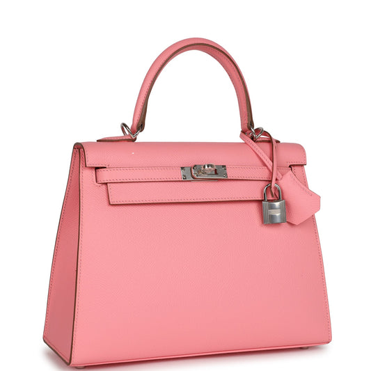 Hermes Kelly Sellier Rose Confetti Epsom Palladium Hardware Travel Bag Hardware 2