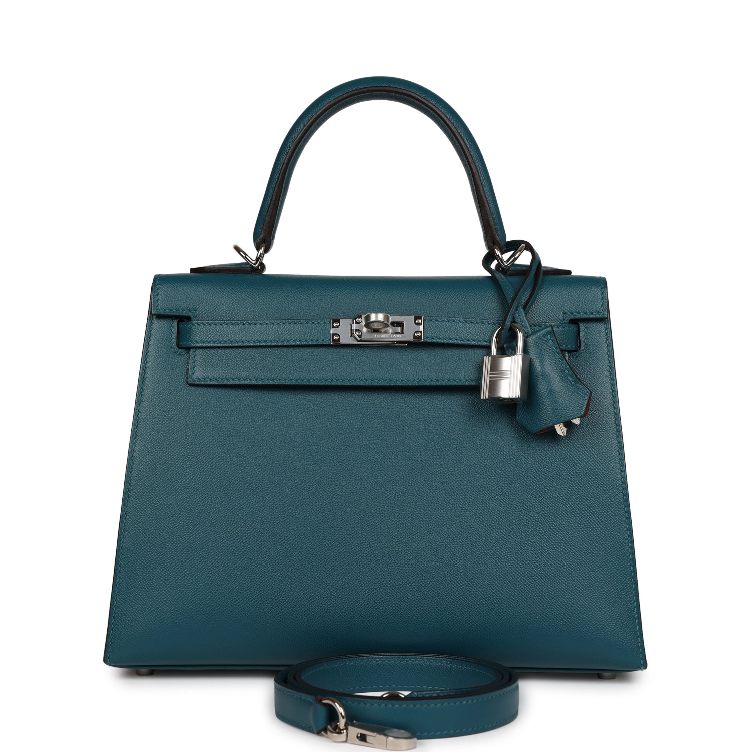 Hermes Kelly Sellier Vert Bosphore Verso Madame Palladium Travel Bag