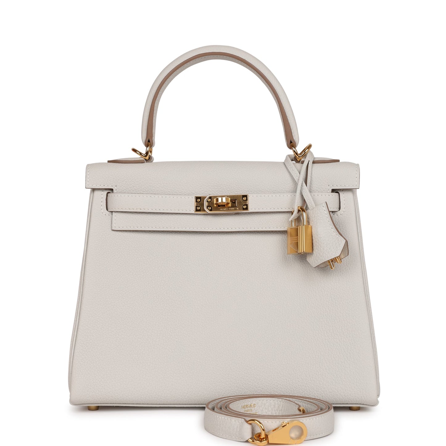 Hermes Kelly Retourne Gris Pale Togo Hardware Handbag Gold Travel Bag