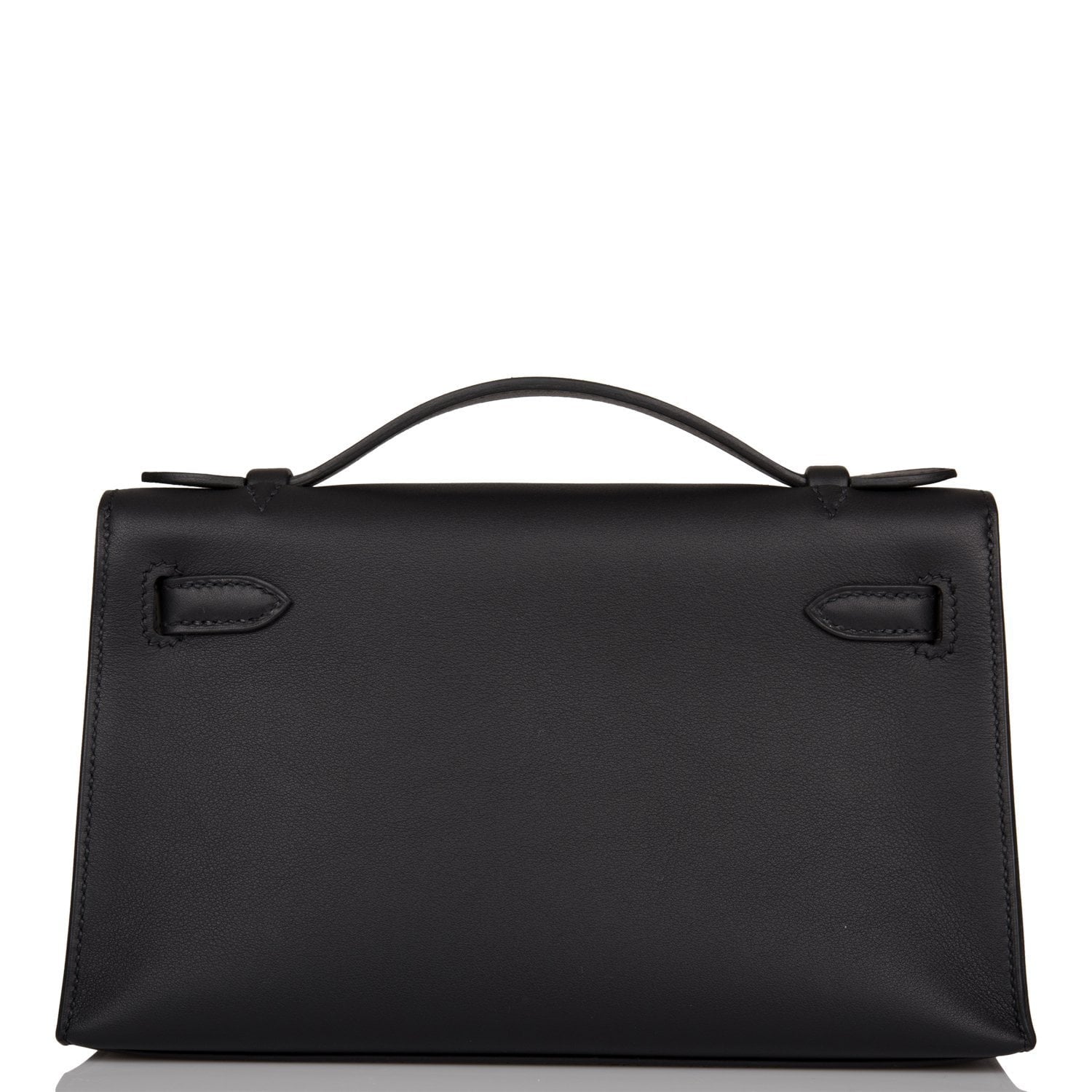 Hermes Kelly Pochette Swift Hardware Clutch Bag Black Gold Gold Hardware