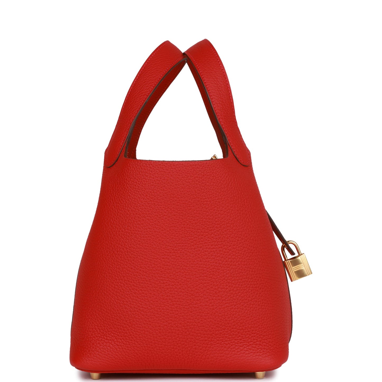 Hermes Picotin Lock Vermillion Clemence Hardware Handbag Gold Travel Bag