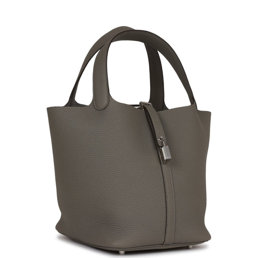 Hermes Picotin Lock Gris Meyer Clemence Palladium Hardware Travel Bag 3