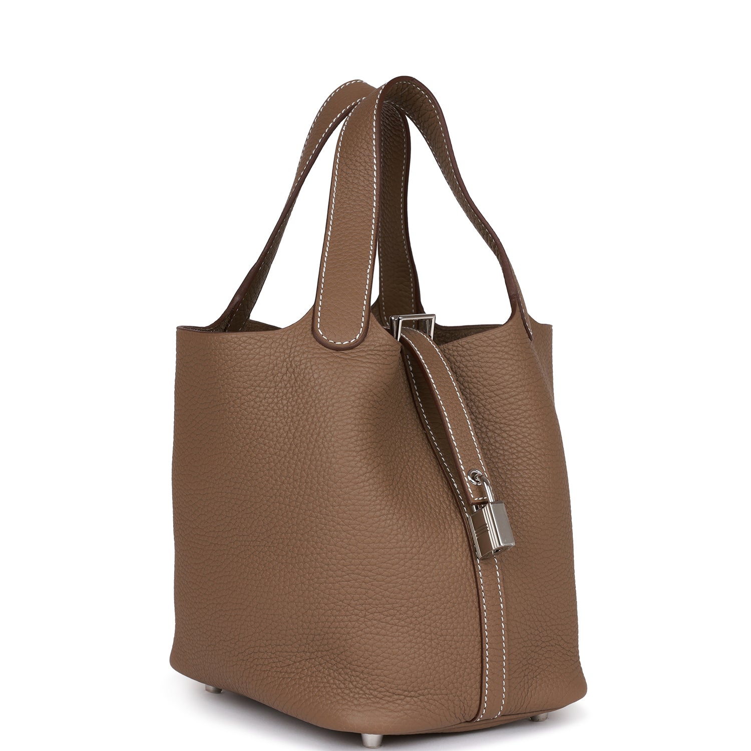 Hermes Etoupe Clemence Picotin Lock Palladium Hardware Handbag Travel Bag