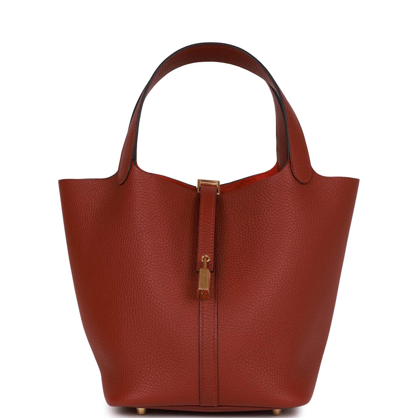 Hermes Picotin Lock Rouge Clemence Hardware Handbag Gold Travel Bag