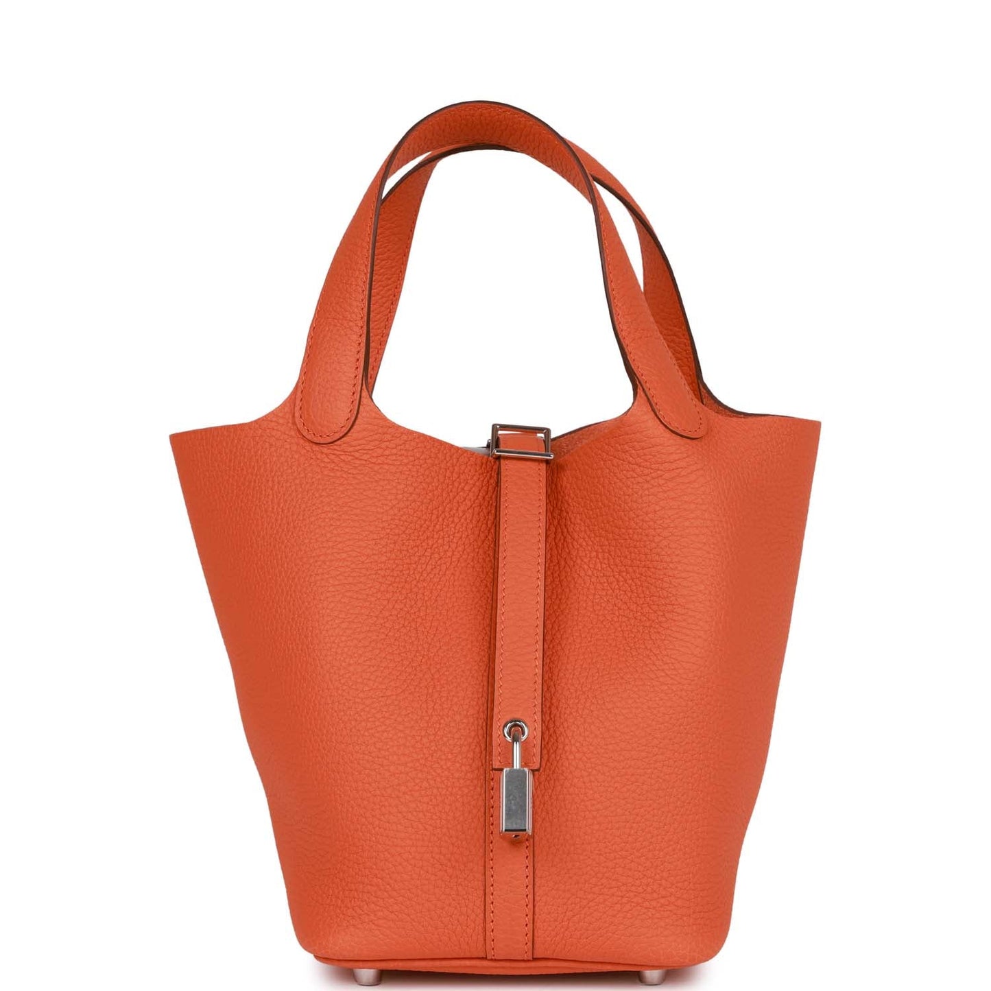 Hermes Picotin Lock Clemence Palladium Hardware Handbag Orange Travel Bag