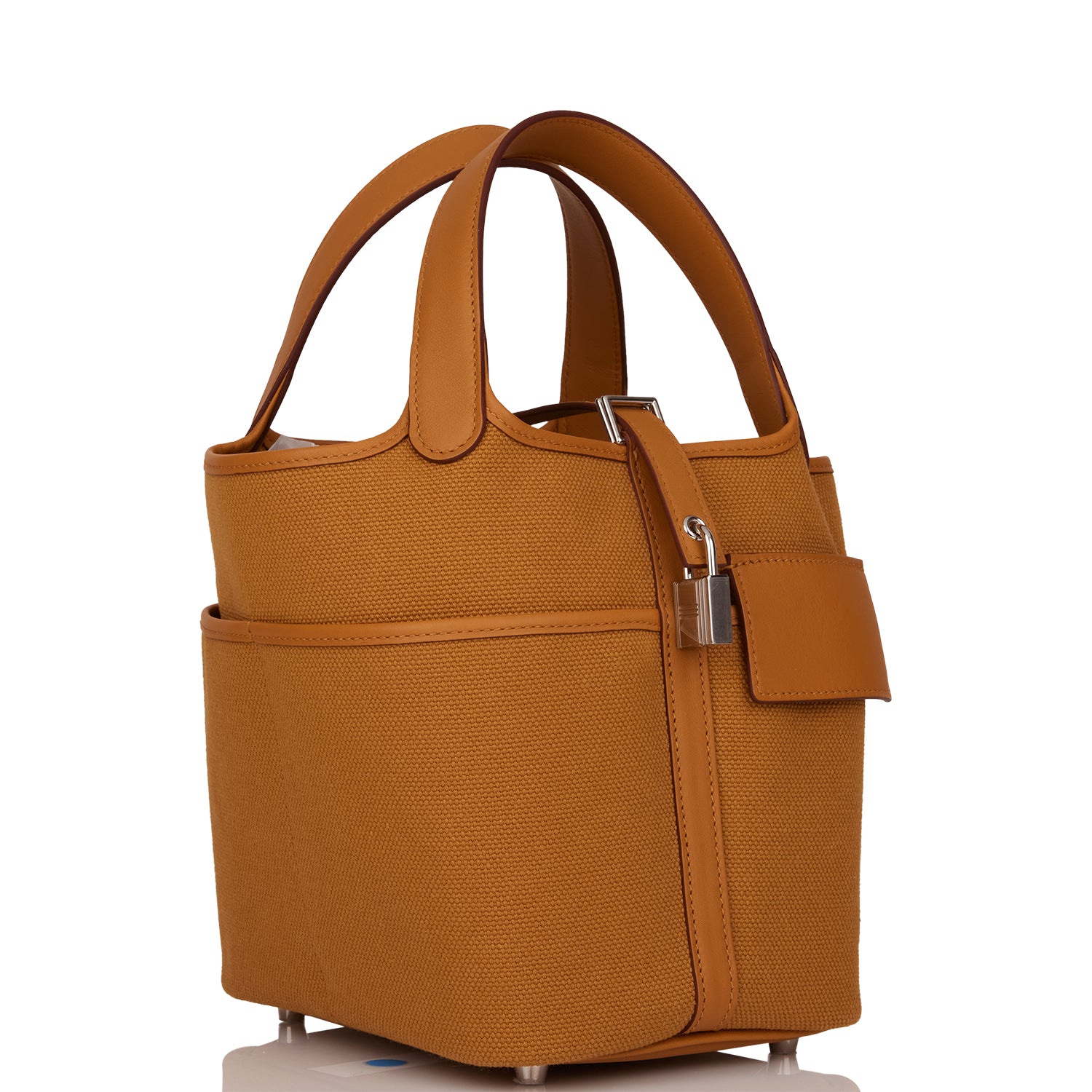 Hermes Picotin Cargo Desert Sesame Swift And Toile Canvas Travel Bag Hardware 1