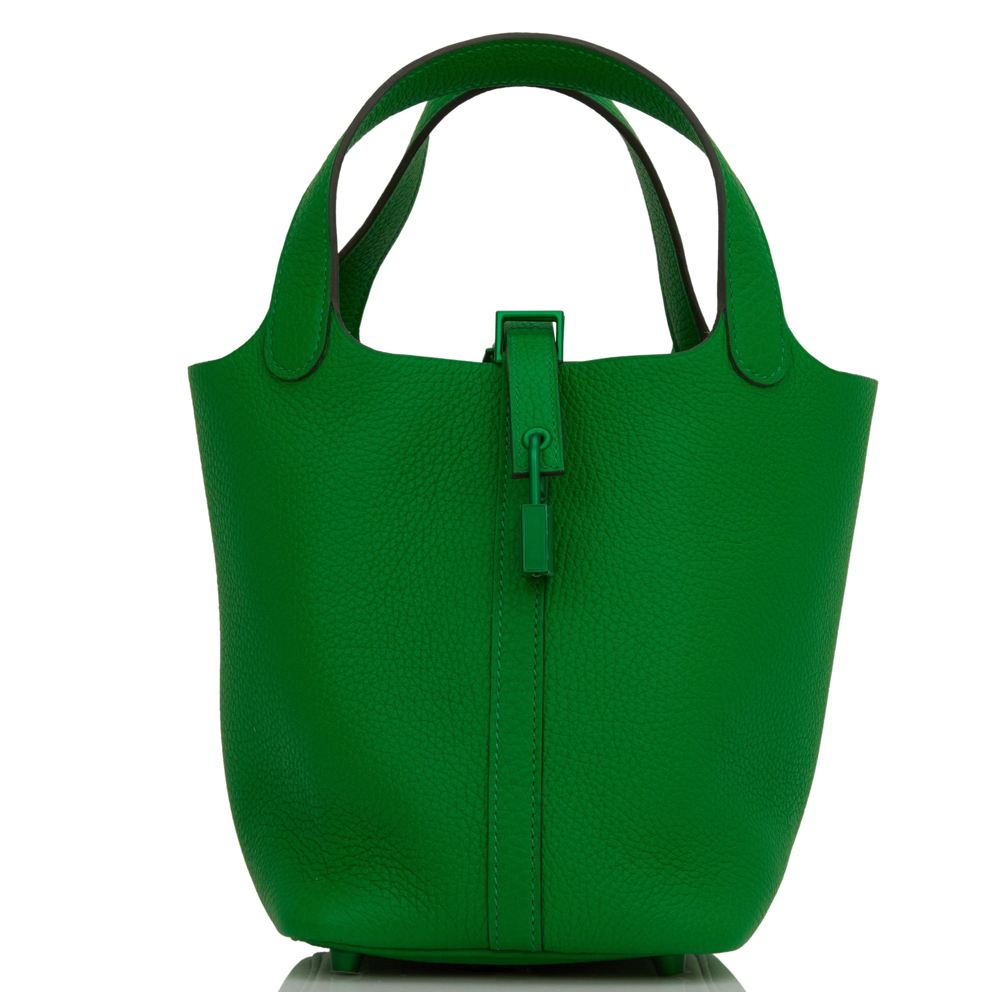 Hermes Monochrome Picotin Bambou Clemence Hardware Handbag Green Travel Bag Hardware 1
