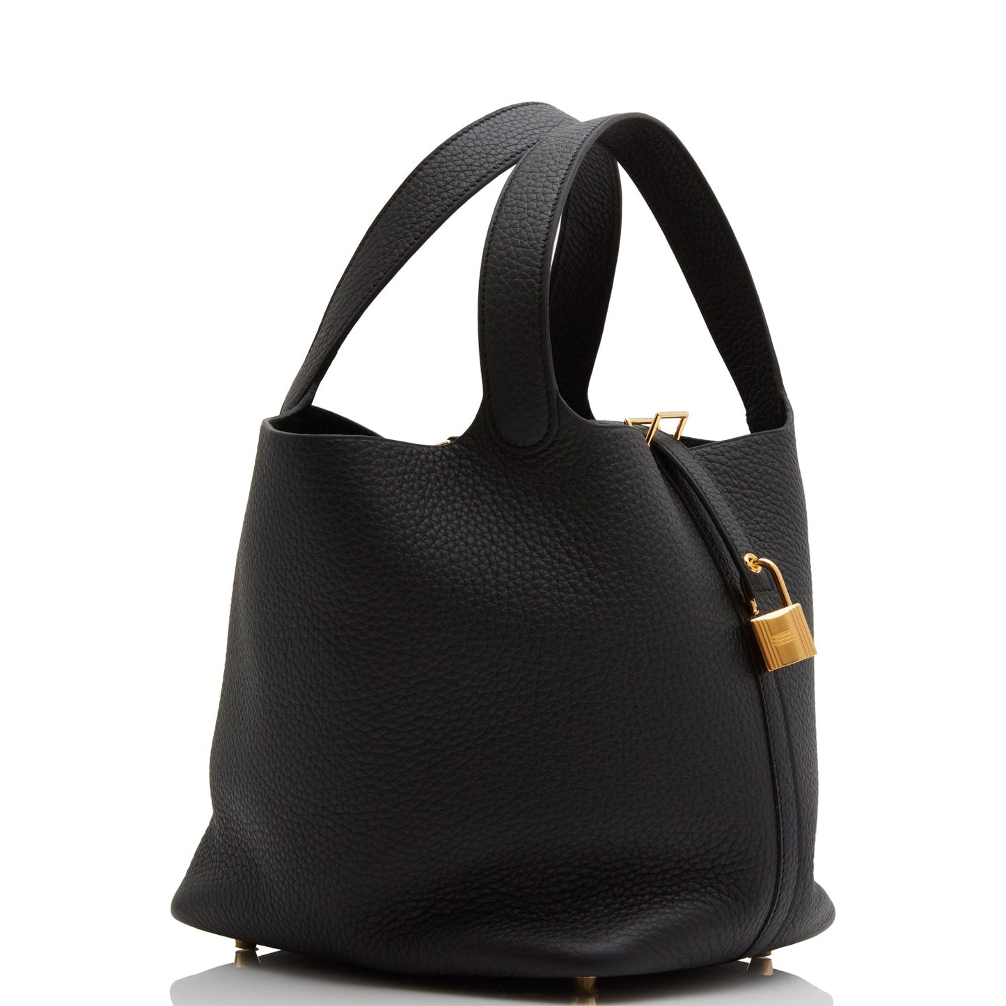 Hermes Picotin Lock Clemence Hardware Handbag Black Gold Travel Bag 7