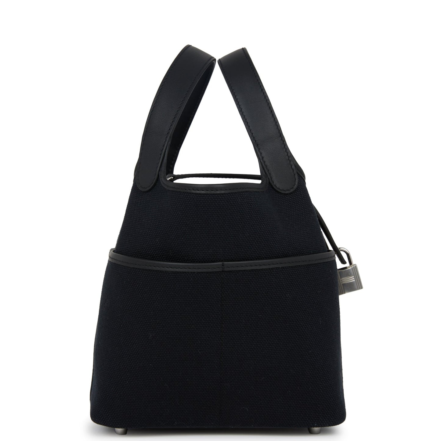 Hermes Picotin Cargo Swift And Toile Palladium Hardware Canvas Black Travel Bag
