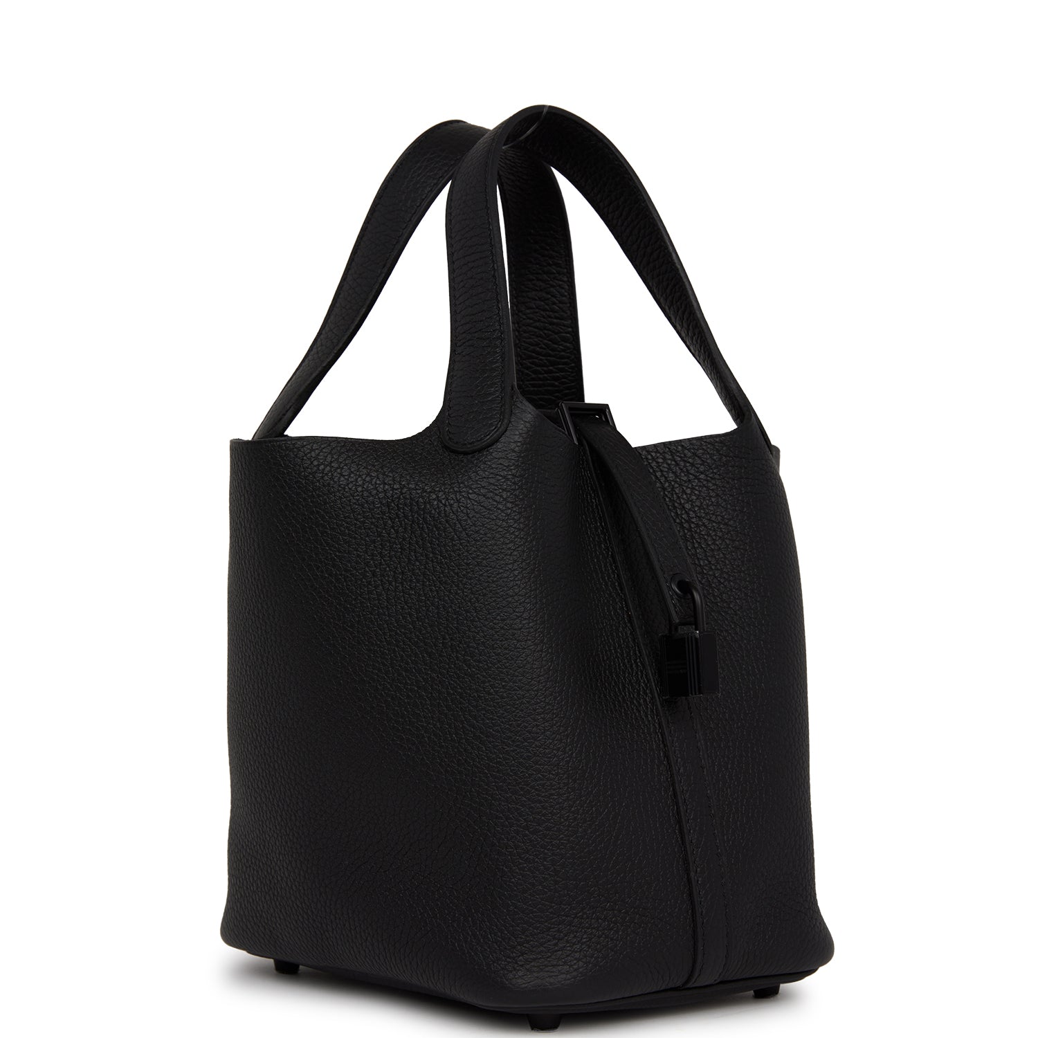 Hermes Monochrome Picotin Clemence Hardware Handbag Black Travel Bag