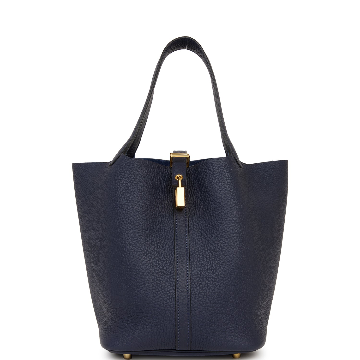 Hermes Picotin Lock Bleu Nuit Clemence Hardware Handbag Gold Travel Bag Gold Hardware