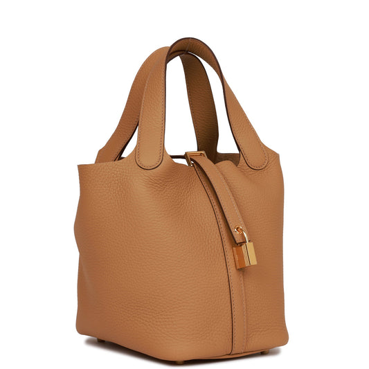Hermes Picotin Lock Biscuit Clemence Hardware Handbag Gold Travel Bag Gold Hardware