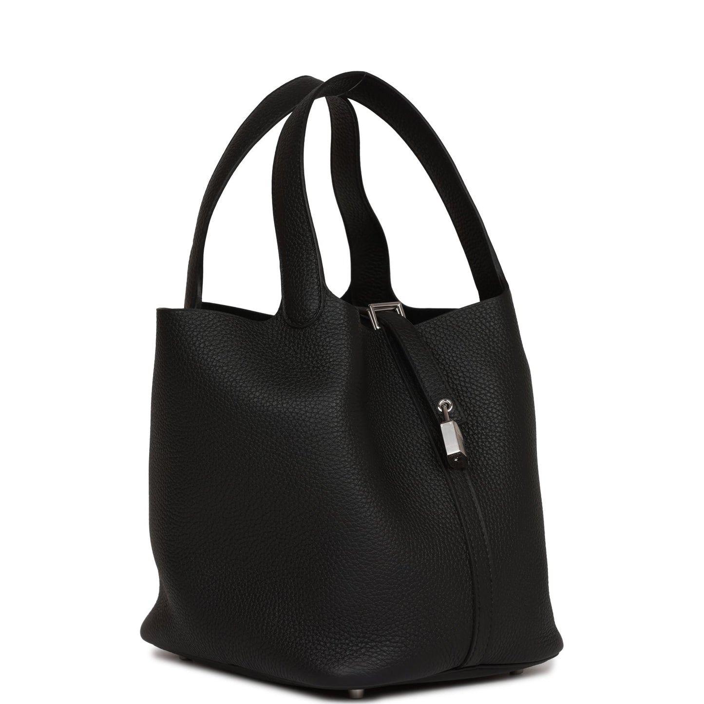 Hermes Picotin Lock Clemence Palladium Hardware Handbag Black Travel Bag Palladium Hardware