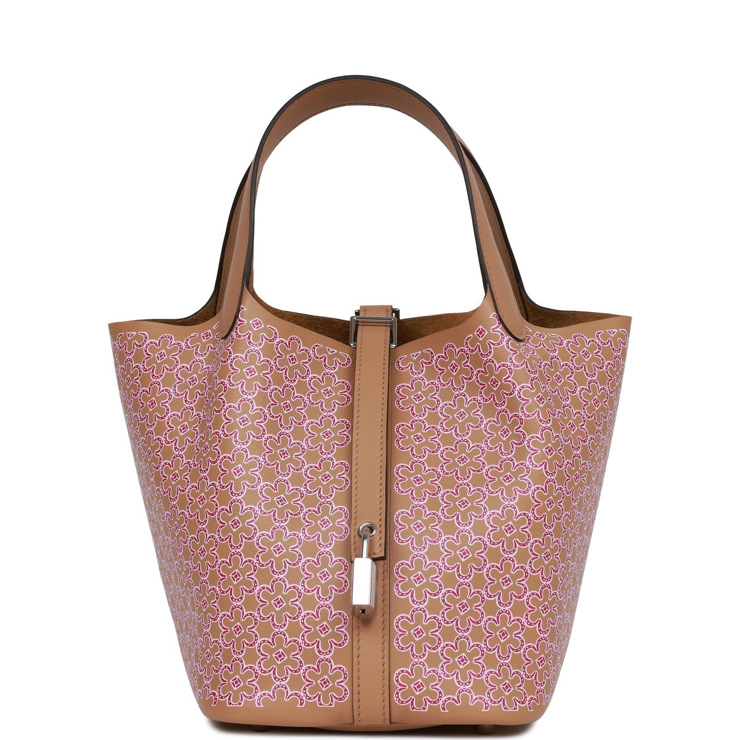 Hermes Picotin Lock Lucky Daisy Chai Swift Palladium Travel Bag
