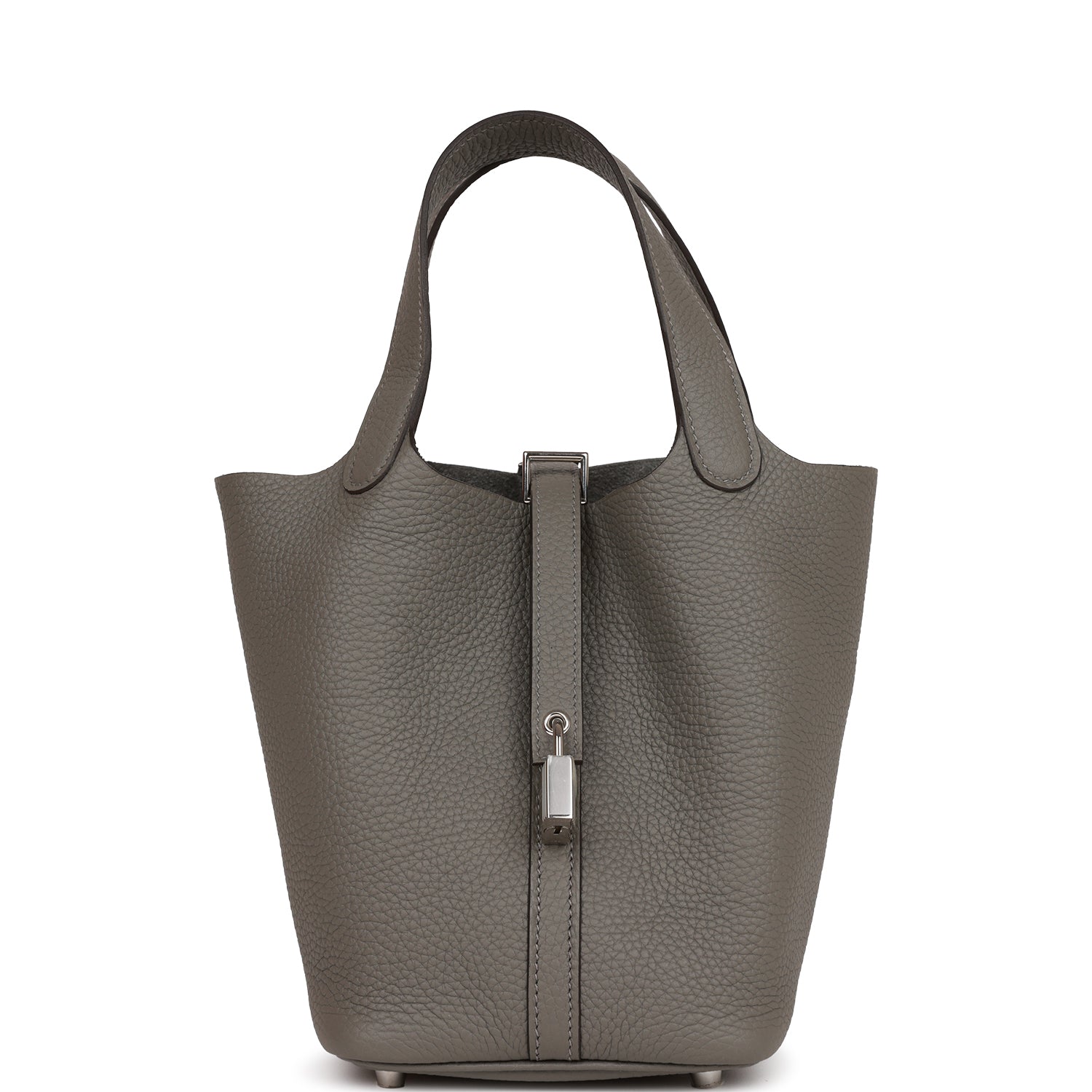 Hermes Picotin Lock Gris Meyer Clemence Palladium Hardware Travel Bag Palladium Hardware