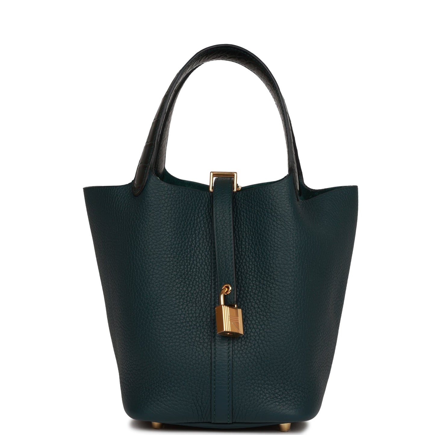 Hermes Picotin Lock Vert Cypress Matte Alligator And Gold Travel Bag Gold Hardware