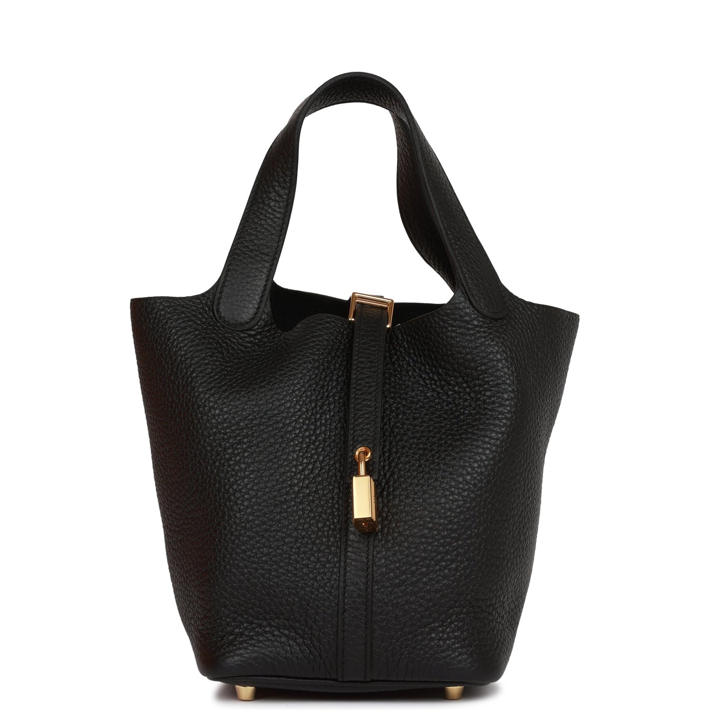 Hermes Picotin Lock Clemence Hardware Handbag Black Gold Travel Bag