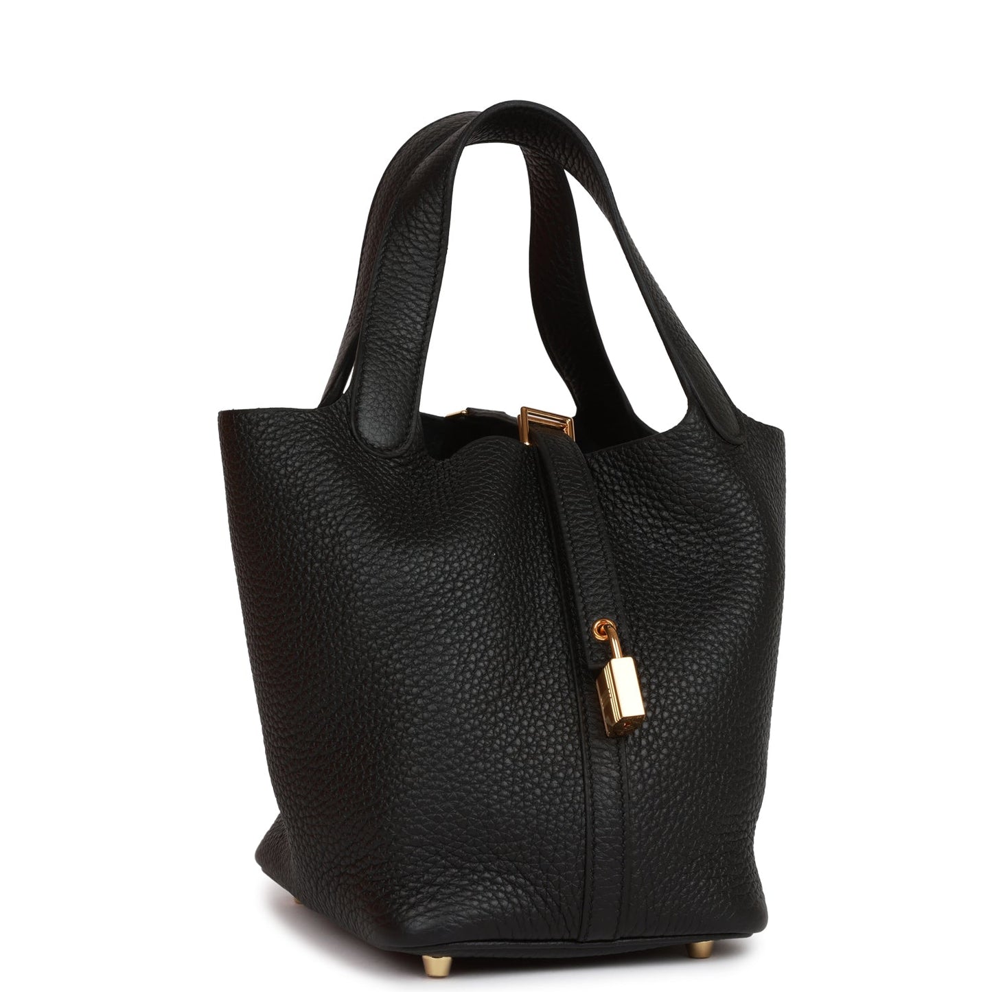 Hermes Picotin Lock Clemence Hardware Handbag Black Gold Travel Bag