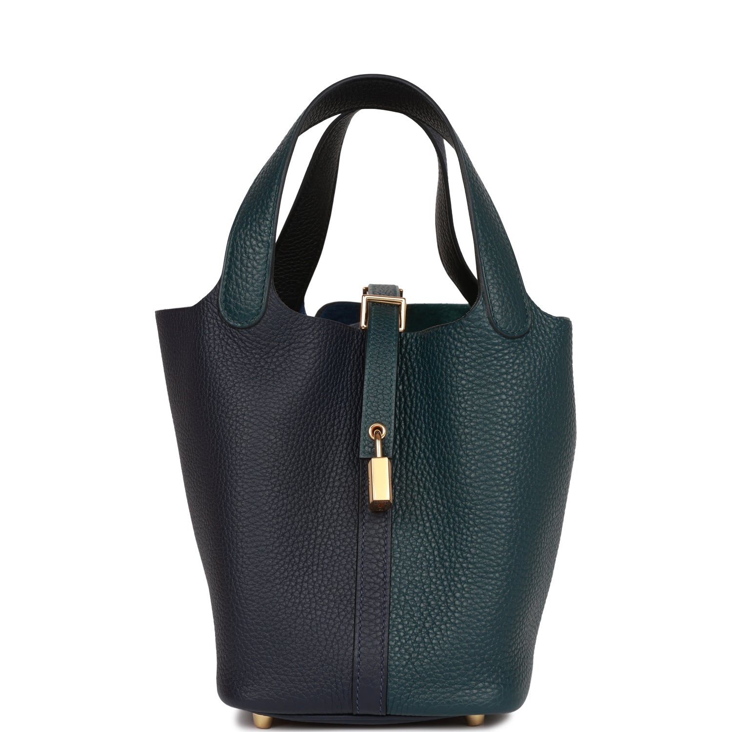 Hermes Picotin Lock Cas Ue Vert Cypress Bleu Black Gold Travel Bag Gold Hardware