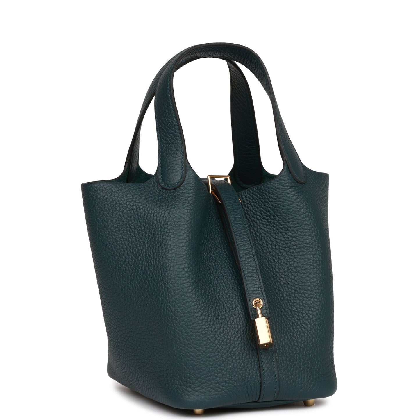 Hermes Picotin Lock Vert Cypress Clemence Hardware Handbag Gold Travel Bag
