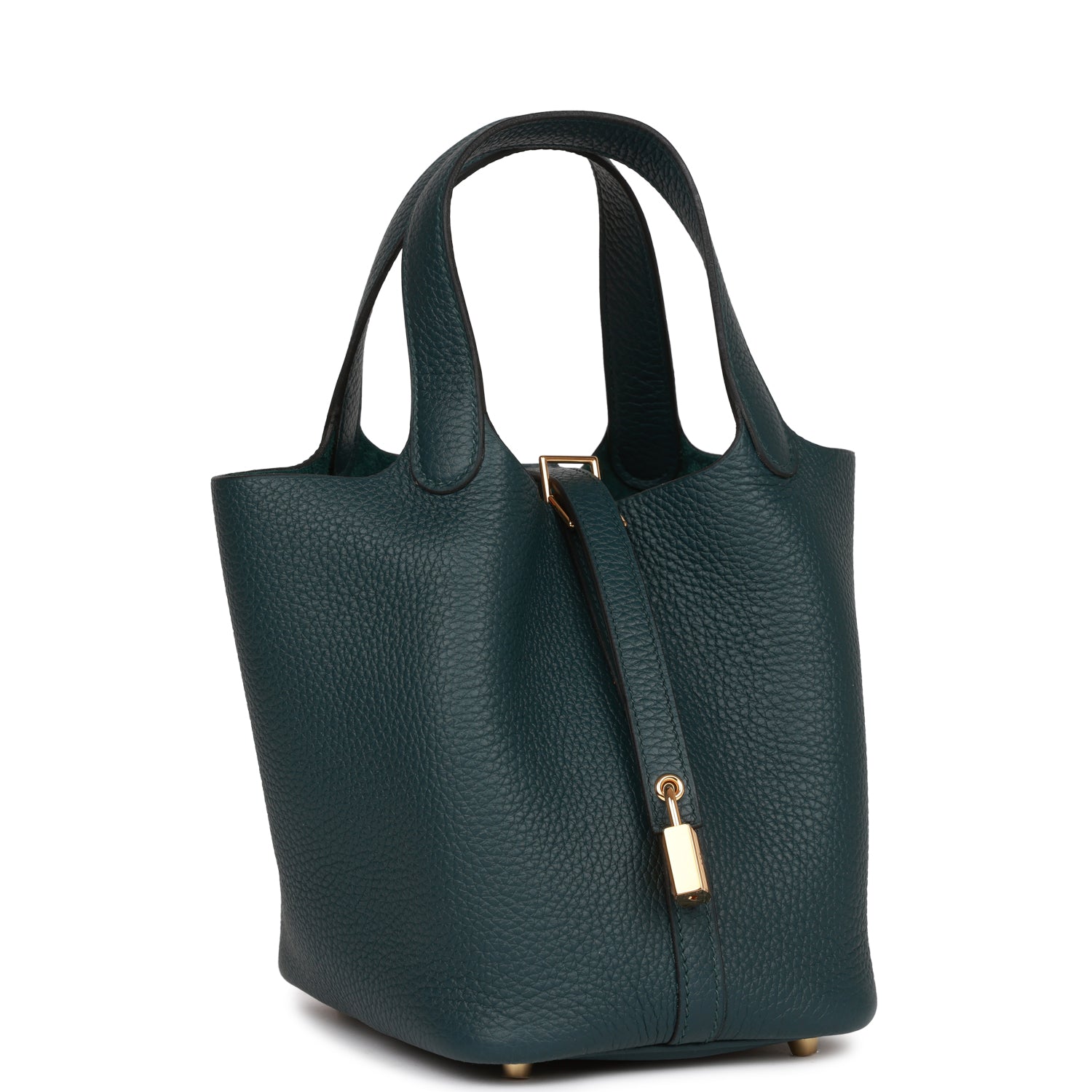 Hermes Picotin Lock Vert Cypress Clemence Hardware Handbag Gold Travel Bag