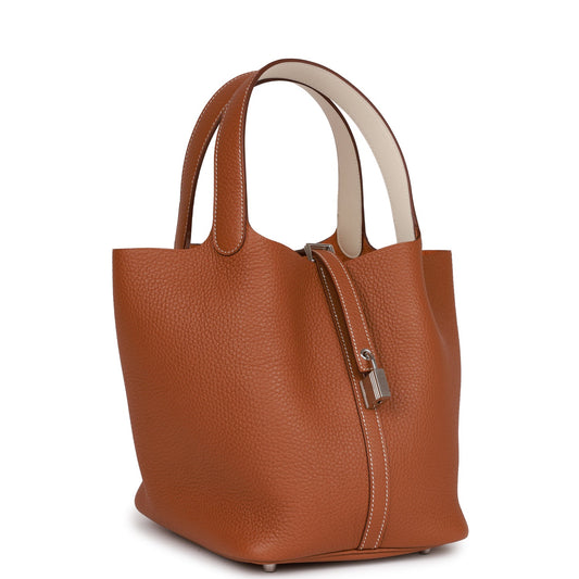 Hermes Picotin Lock Clemence Eclat Palladium Hardware Handbag Gold Travel Bag