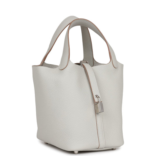 Hermes Picotin Lock Gris Perle Clemence Palladium Hardware Travel Bag