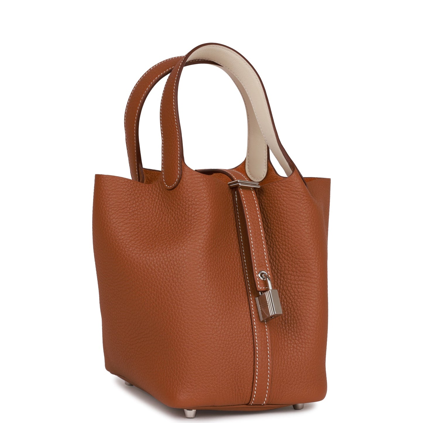 Hermes Eclat Picotin Lock Clemence Palladium Hardware Handbag Gold Travel Bag