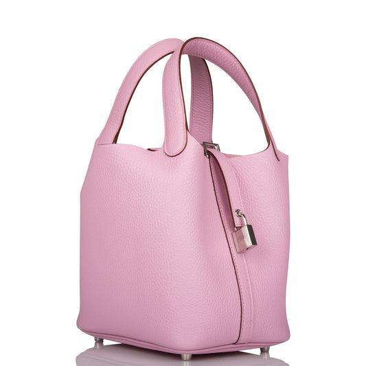 Hermes Picotin Lock Mauve Sylvestre Clemence Palladium Hardware Travel Bag