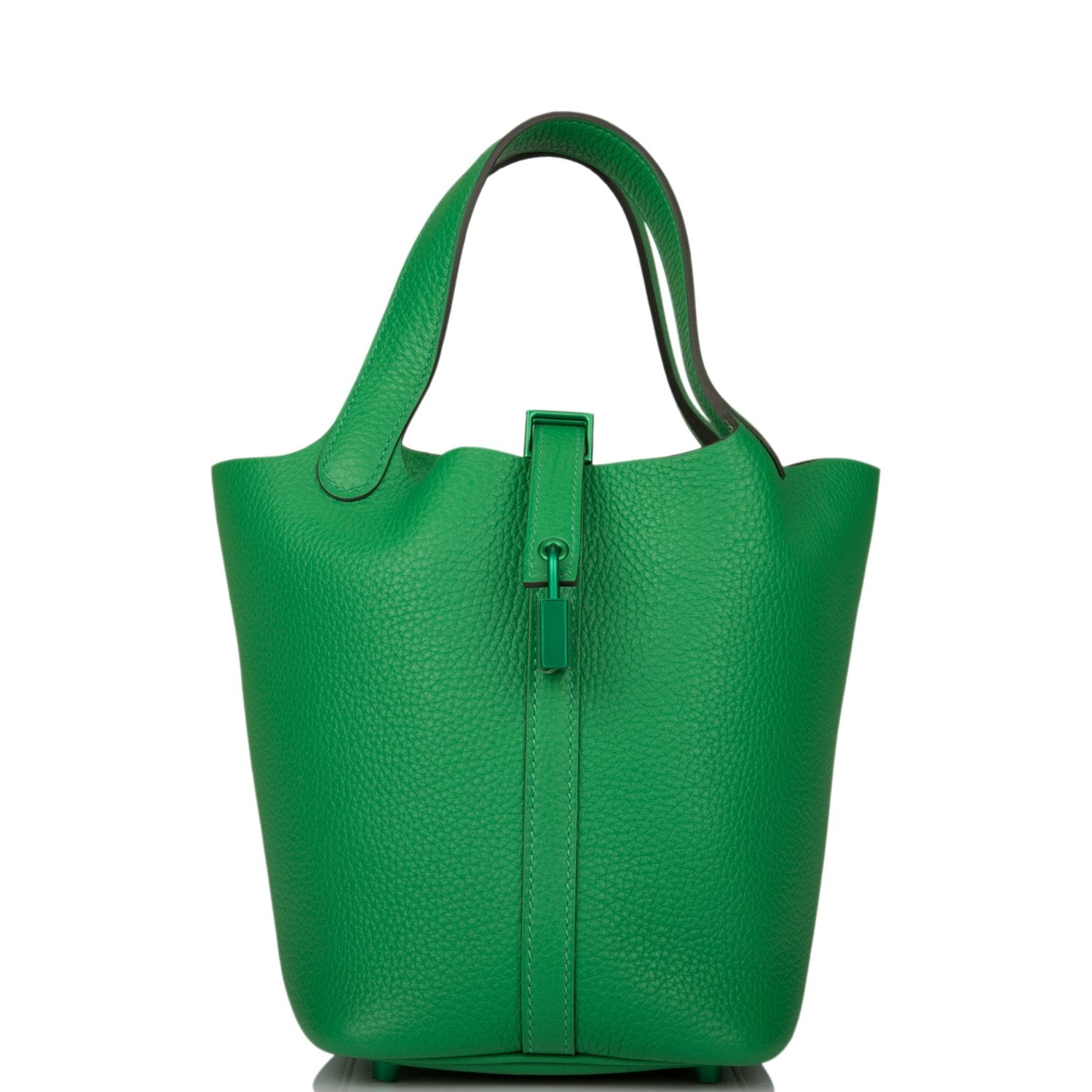 Hermes Monochrome Picotin Bambou Clemence Hardware Handbag Green Travel Bag Green Hardware
